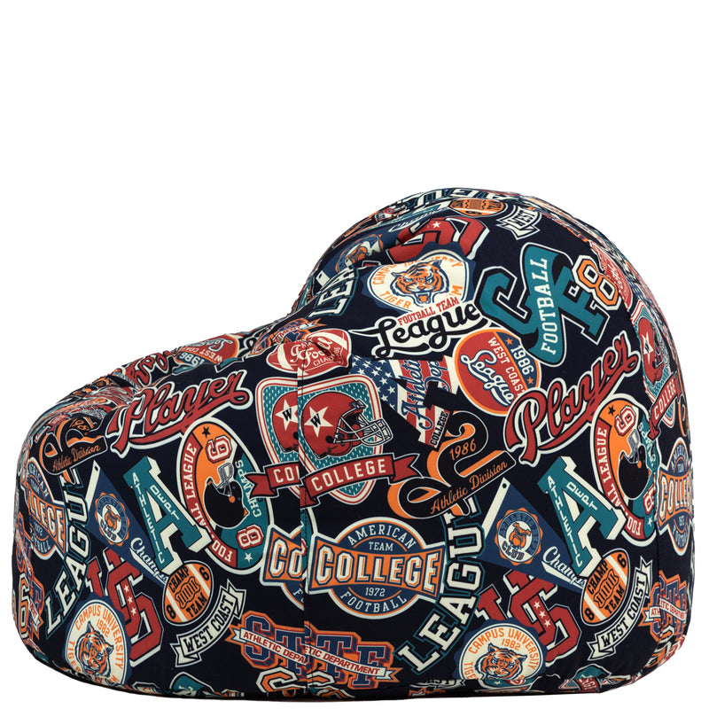 Pouf classique Ado imprimé Varsity, multicolore