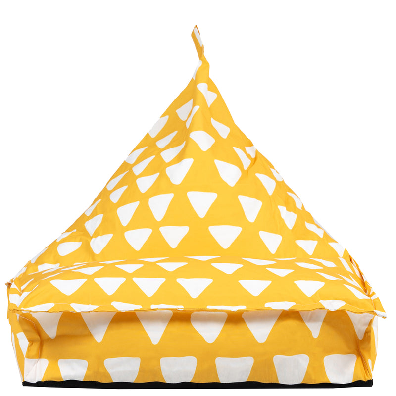 Pouf enfant Imprimé Triangles, jaune