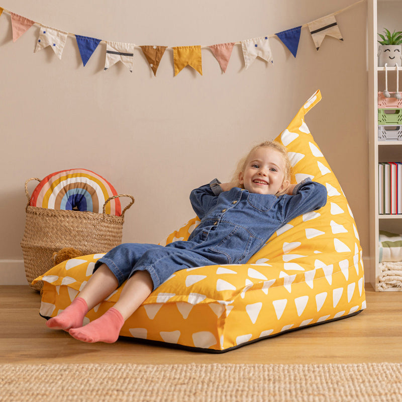 Pouf enfant Imprimé Triangles, jaune