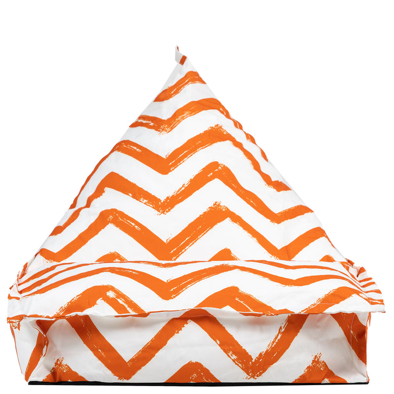 Pouf enfant Imprimé zigzag, orange
