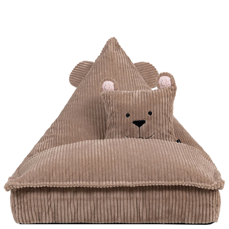 Pouf enfant Ours Bertie en velours côtelé, marron