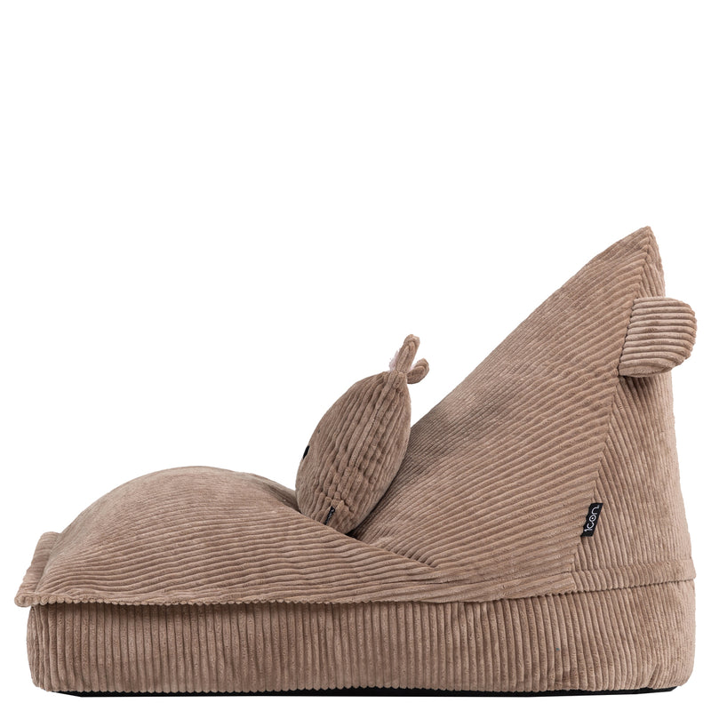 Pouf enfant Ours Bertie en velours côtelé, marron