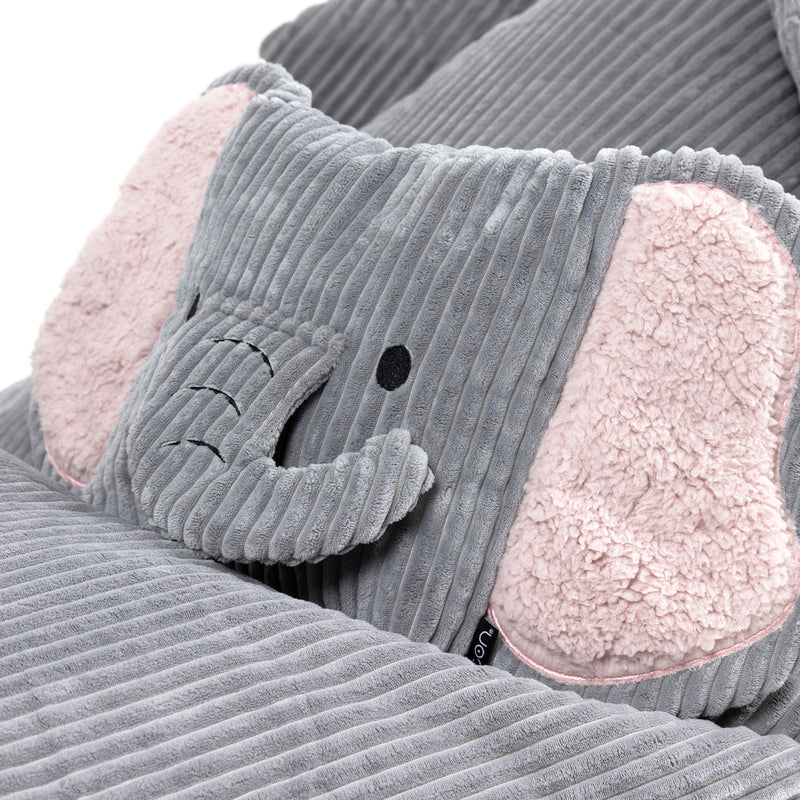 Pouf enfant Ellie Elephant en velours côtelé, gris