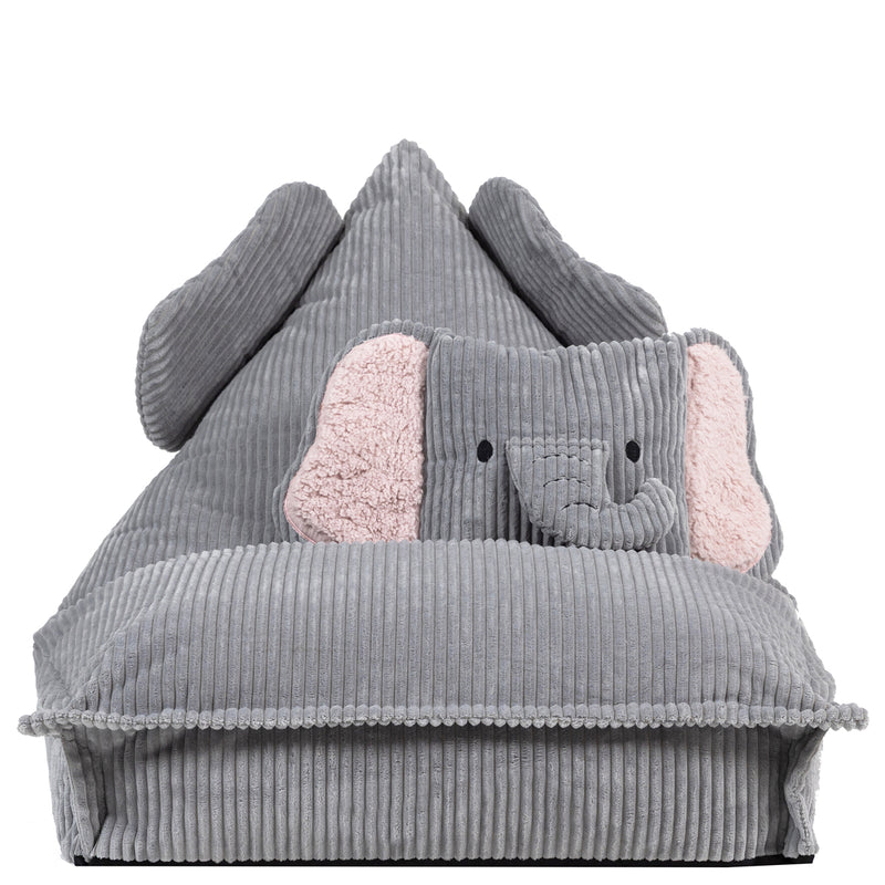 Pouf enfant Ellie Elephant en velours côtelé, gris
