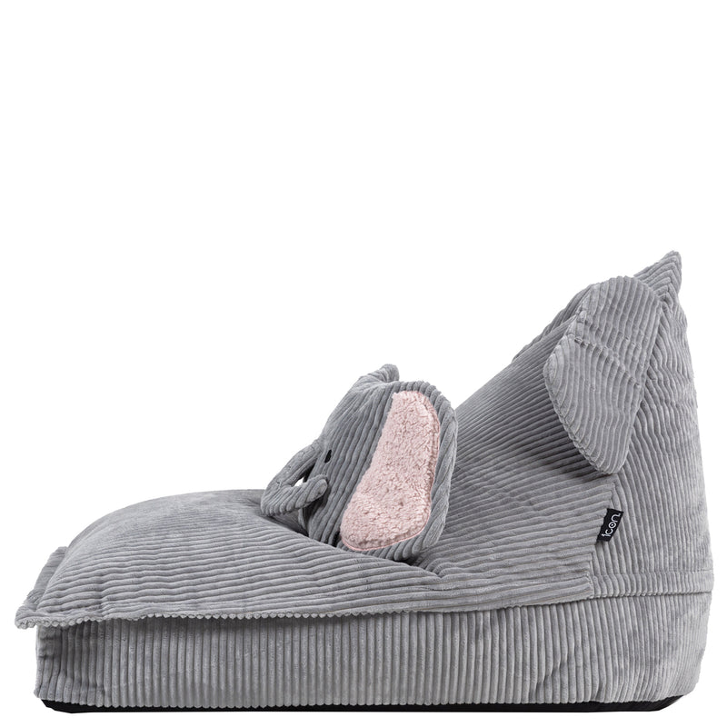 Pouf enfant Ellie Elephant en velours côtelé, gris