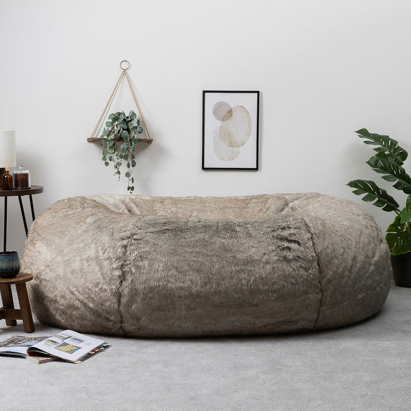 Pouf deux places en fausse fourrure Lapin Cloud