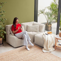 Fauteuil modulaire, Noa, velours côtelé jumbo, pierre 