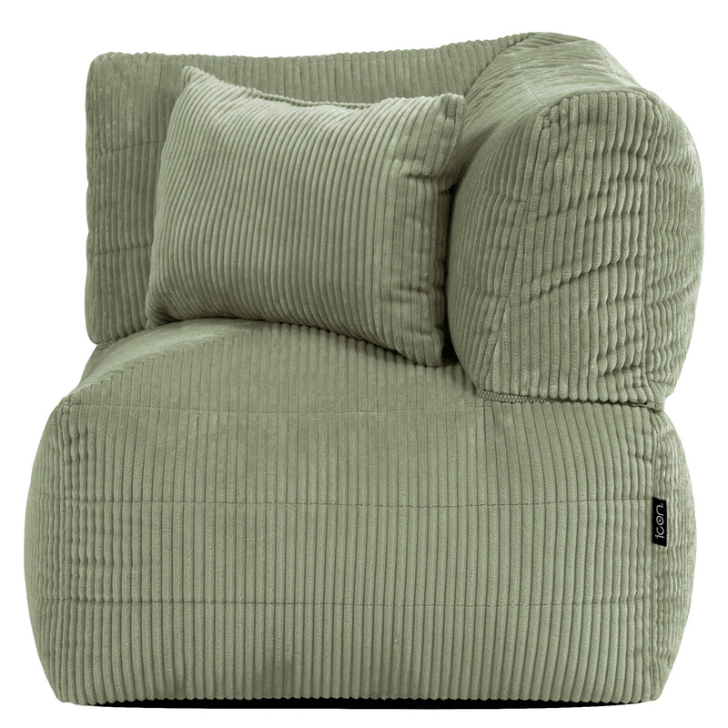 Fauteuil d'angle modulaire, Noa, velours côtelé jumbo, vert sauge 