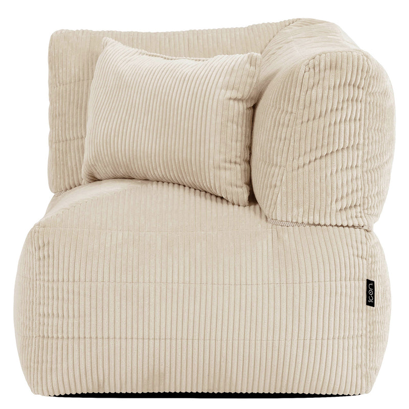 Fauteuil d'angle modulaire, Noa, velours côtelé jumbo, pierre 
