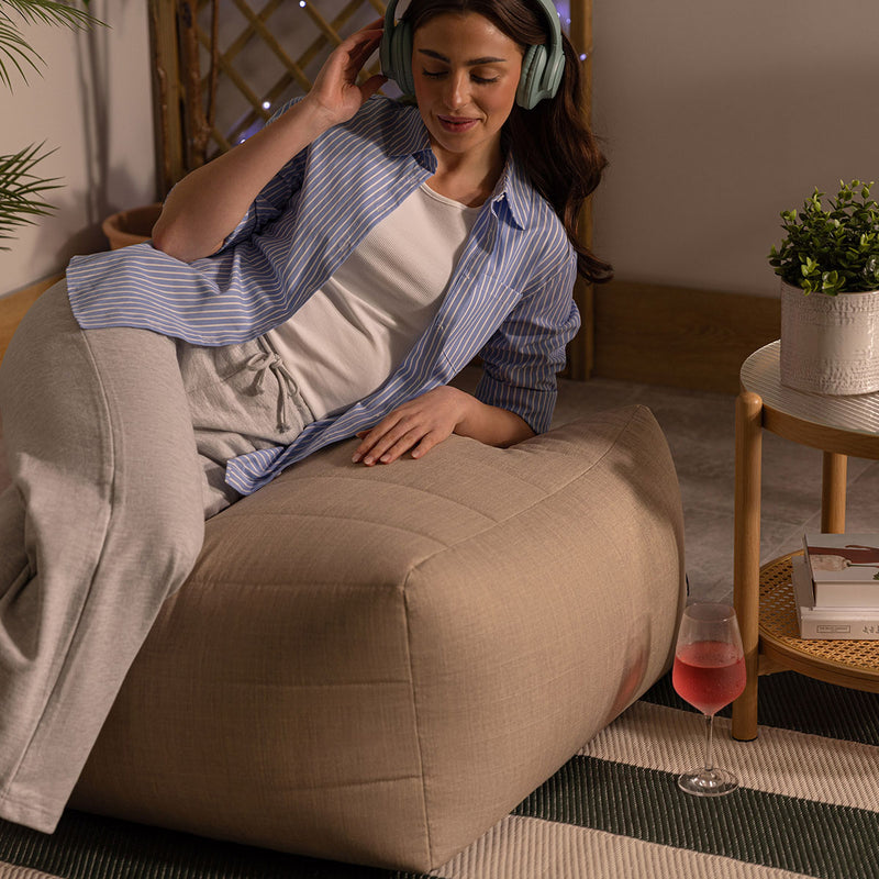 Pouf modulaire Noa, en tissu, pour l'extérieur, naturel 