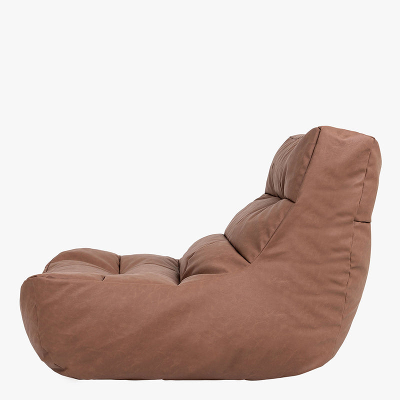Pouf poire long en similicuir Lorenzo – Marron