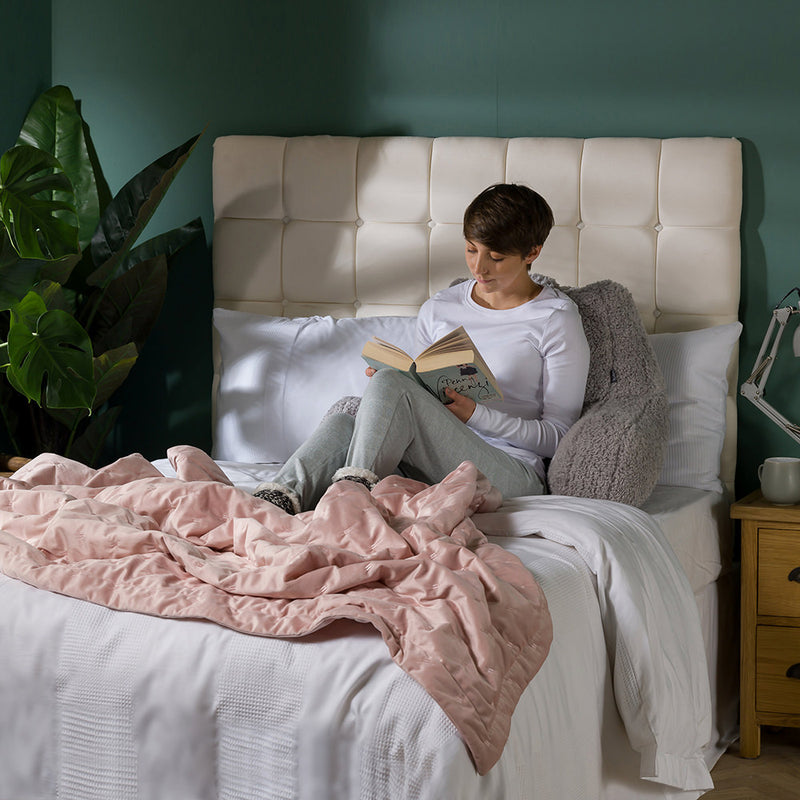 Jeté de lit en velours matelassé Rosa - Rose poudré