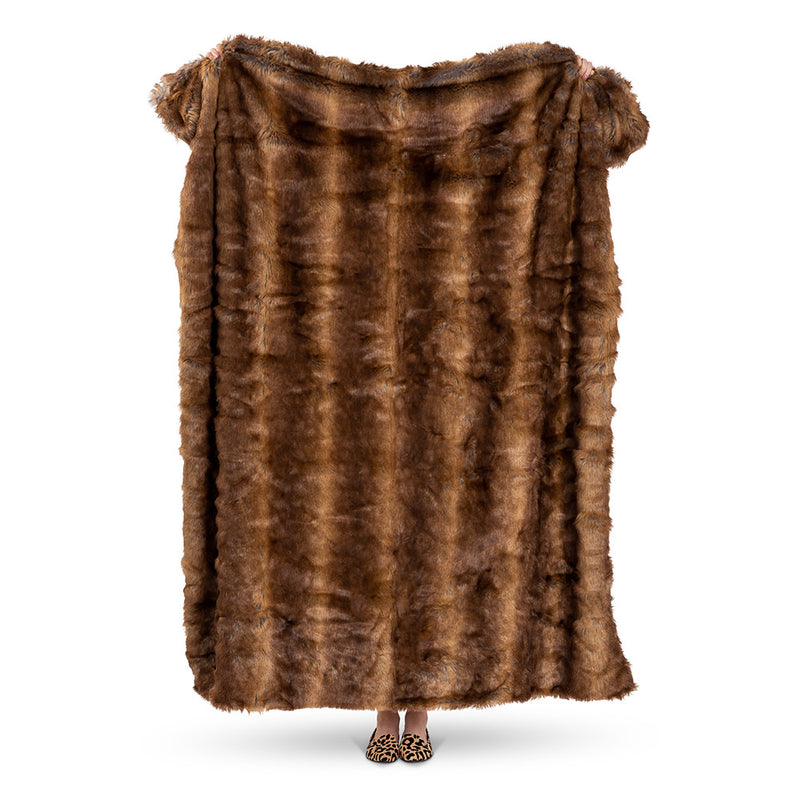 Couverture polaire de luxe fausse fourrure - Marron