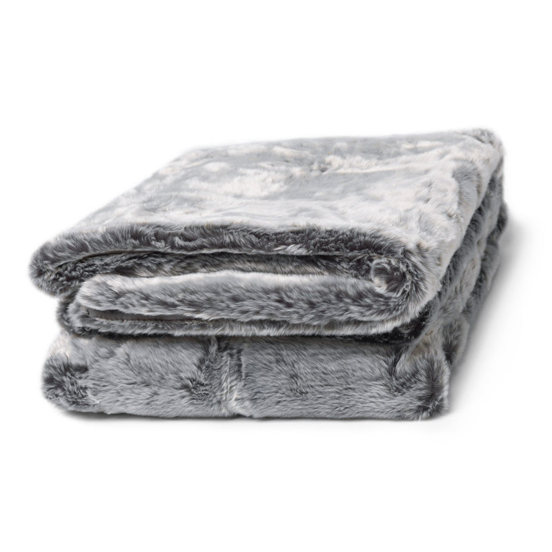 Jeté de lit de luxe en fausse fourrure - Gris