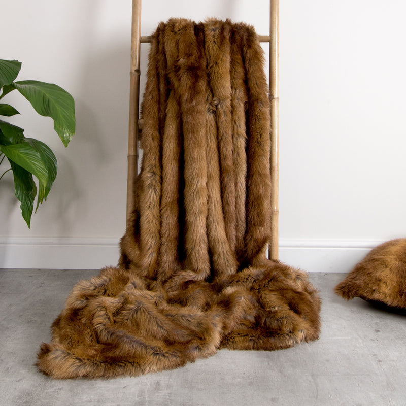 Couverture polaire de luxe fausse fourrure - Marron