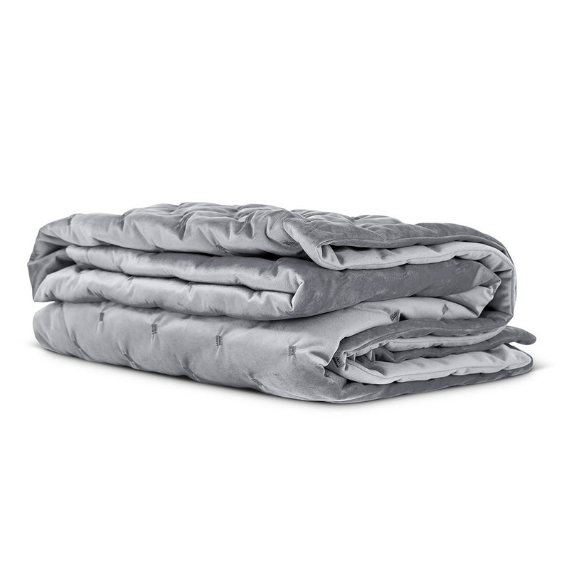 Jeté de lit matelassé en velours Rosa - Gris