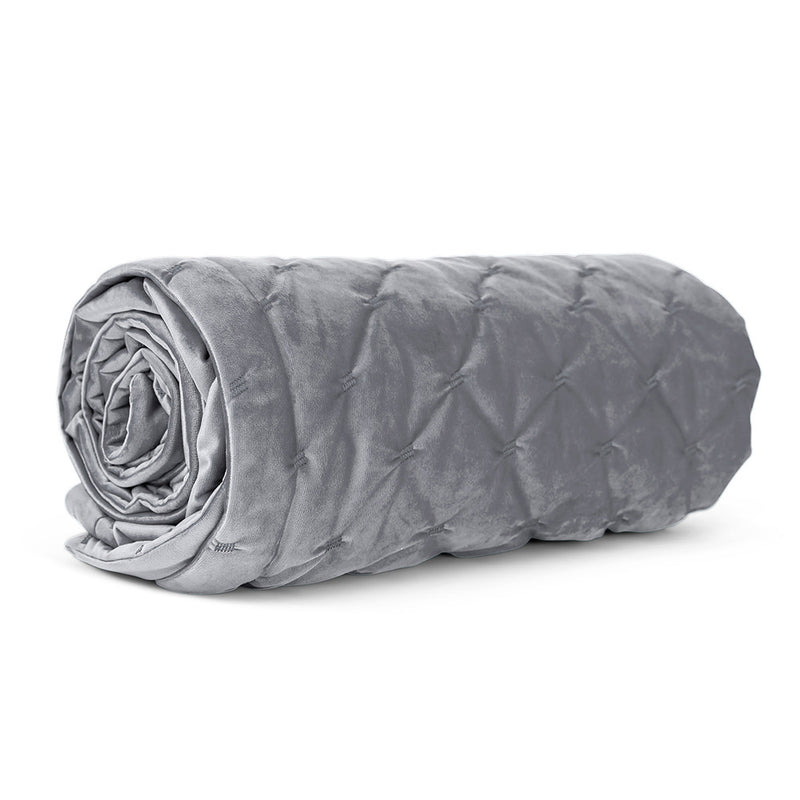 Jeté de lit matelassé en velours Rosa - Gris