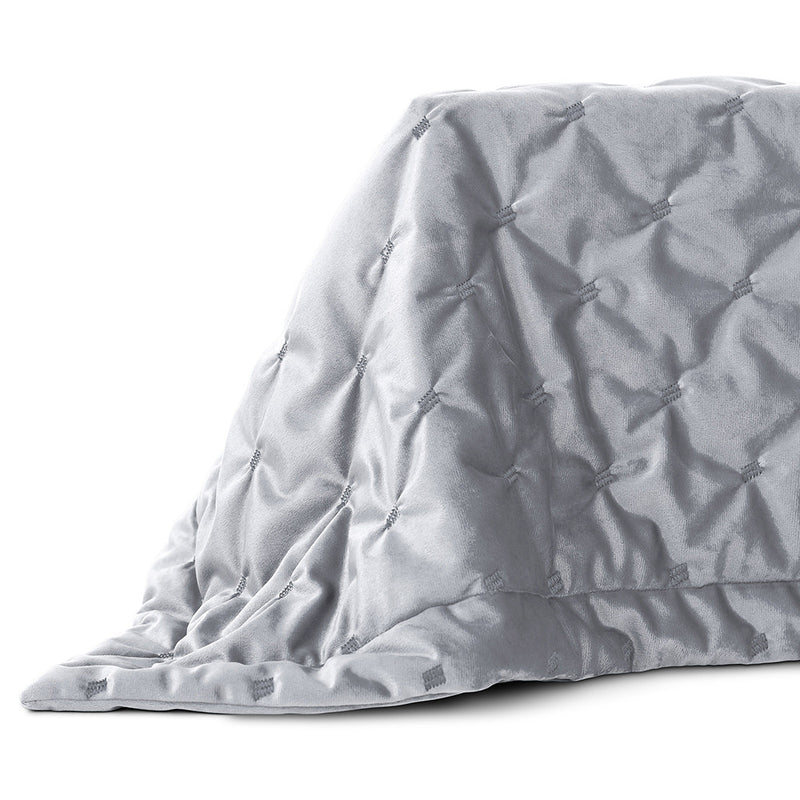 Jeté de lit matelassé en velours Rosa - Gris