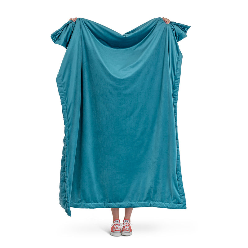 Jeté de lit matelassé en velours Rosa - Bleu sarcelle