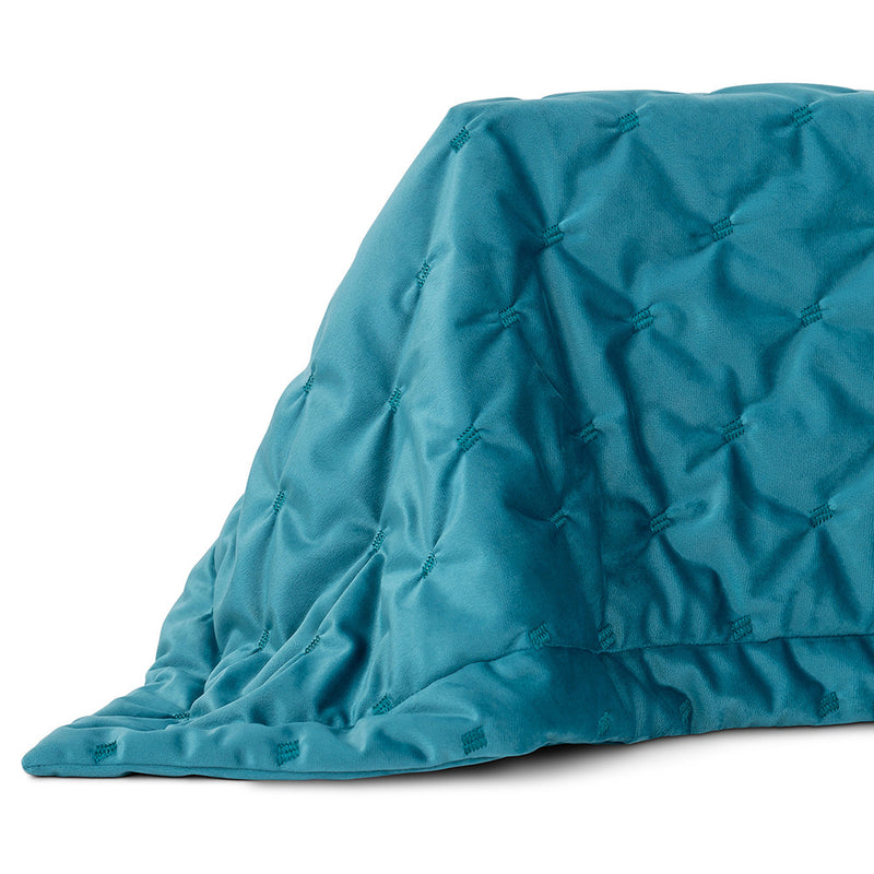 Jeté de lit matelassé en velours Rosa - Bleu sarcelle